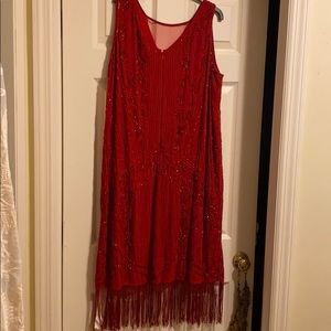 Beaded Red Cocktail Dress